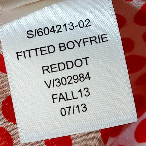 Designed Crafted Gap Fitted Boy Friend White Red Polka Dot Shirt Top Women, L - Picture 8 of 8